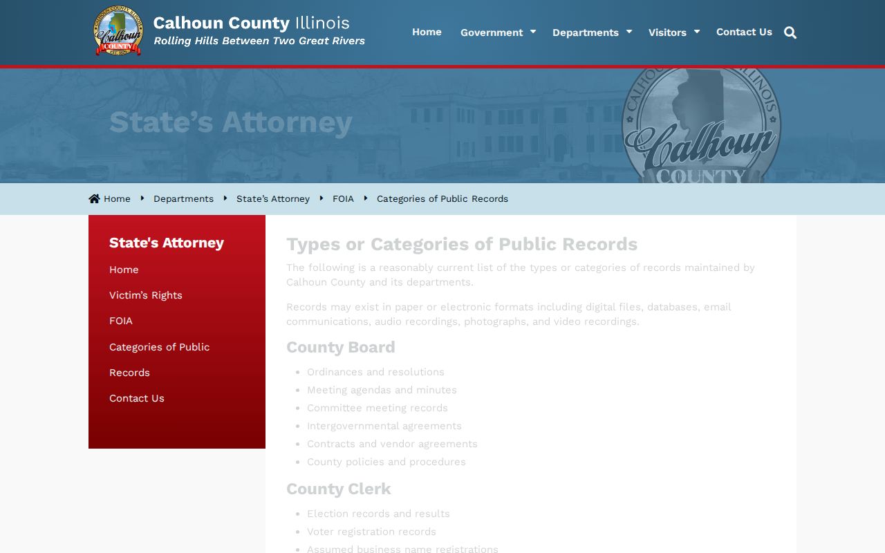 Calhoun County arrest lookup public record categories