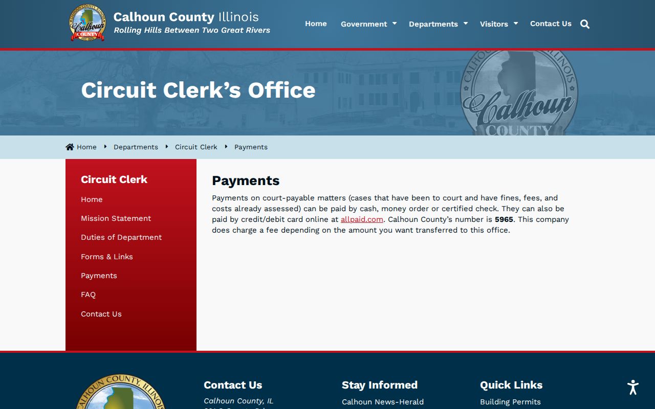 Calhoun County criminal court case payments