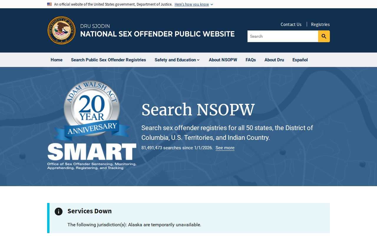 National search used with Calhoun County sex offender registry records
