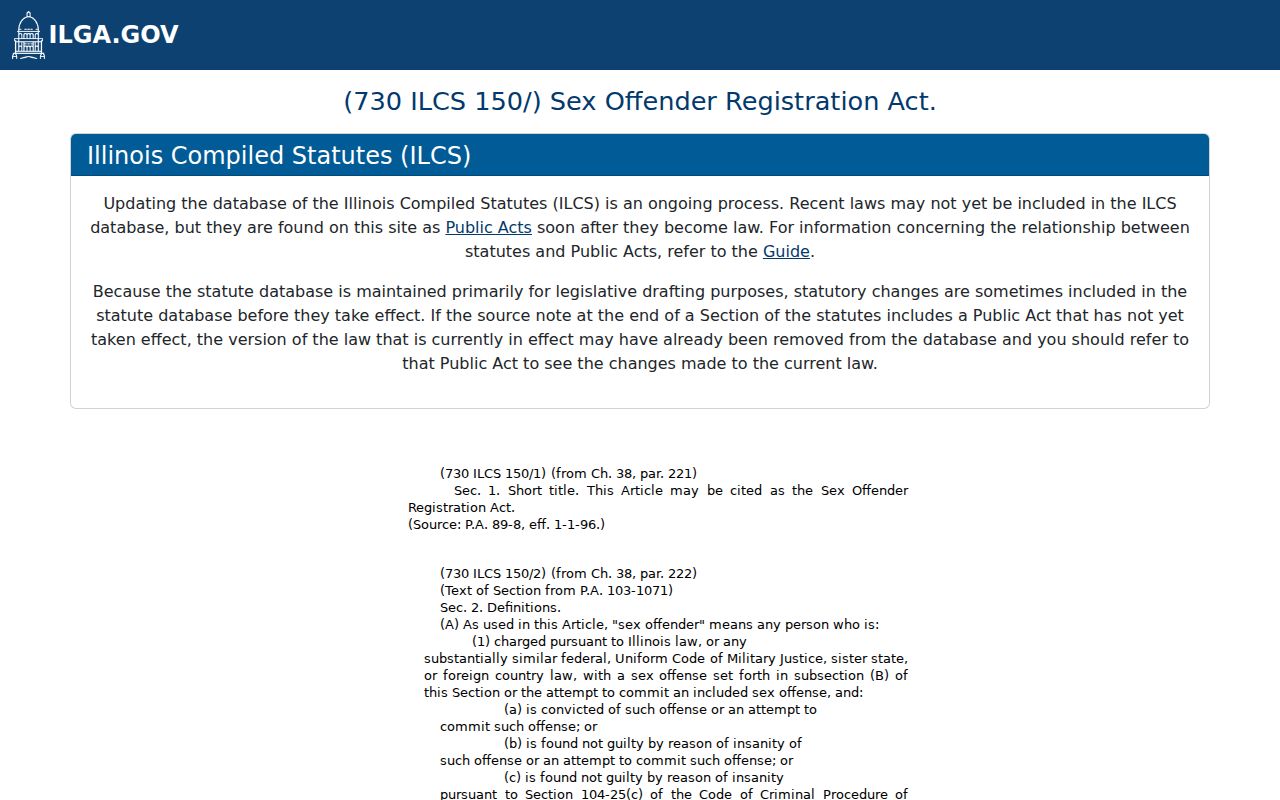 Illinois registration law for Calhoun County sex offender records